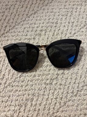 Le Specs Black Cat-Eye Sunglasses with Gold Accent